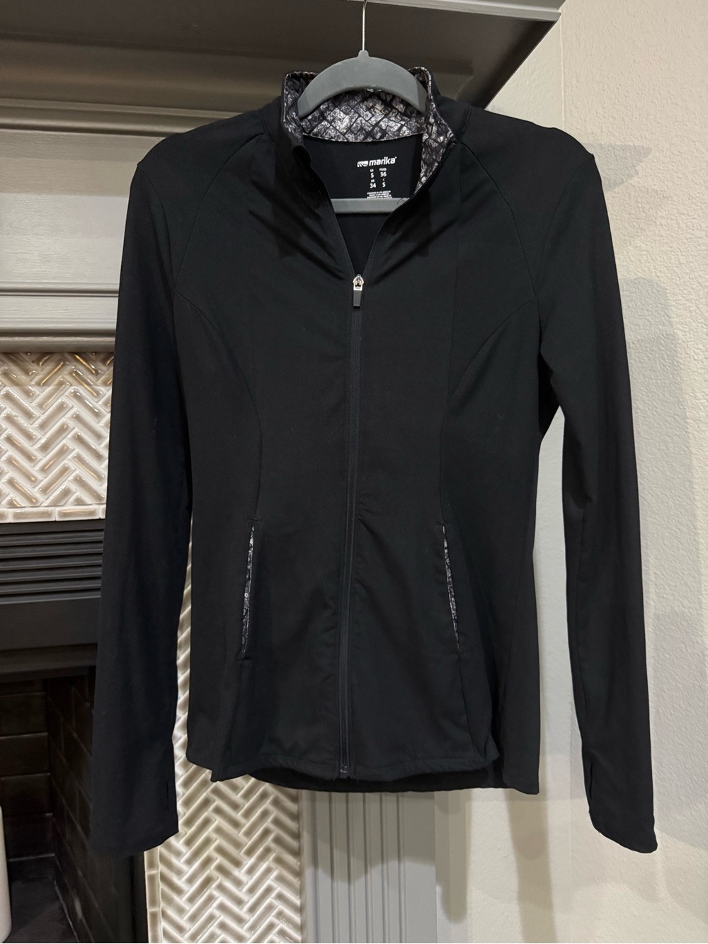 Marika Black Full-Zip Lightweight Bomber Jacket